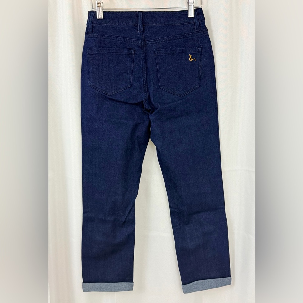Measure & Made Dark Rinse Wash Rolled Crop Jean Hourglass Fit Mid Rise Size0 NWT - Picture 2 of 9